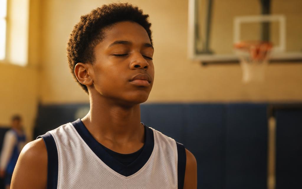 A student pausing with a calm, focused expression